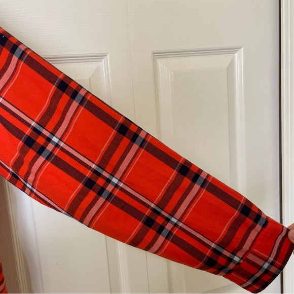 Old Navy Women’s XXL cotton flannel long sleeve button down shirt blue orange - Picture 7 of 10